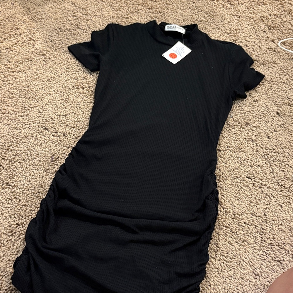 Black rouched Mini Dress